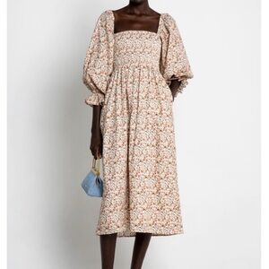 Floral Puff Sleeve Midi Dress